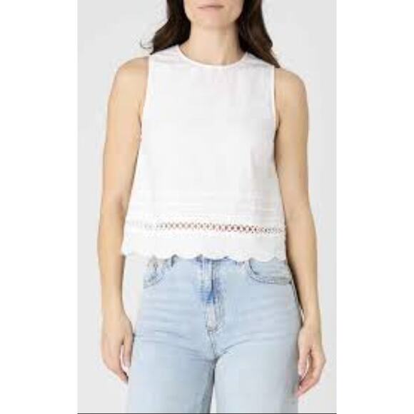 French Connection-White Crop Top-Medium-New With Tags-100% Cotton - Picture 1 of 5